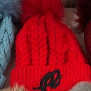 Pom Pom winter hats with fur inside to keep your head warm